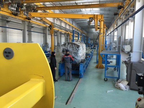 Расстановка нестандартного оборудования на Заводе по производству дизельных двигателей GEVO в Астане