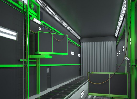 Рендер 3D лифта для дробеструйной камеры производства SPK