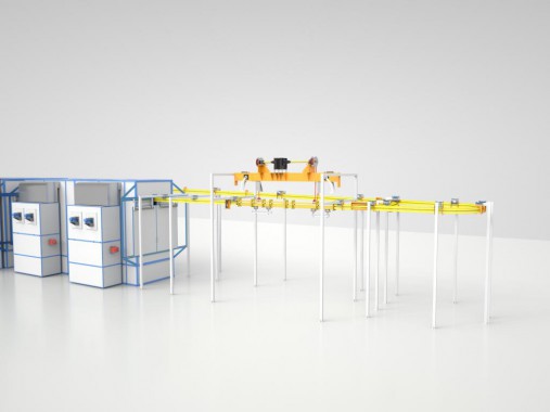 Линия окраски среднегабаритных узлов и деталей SPK Проект линии окраски среднегабаритных узлов и деталей SPK GROUP для сельхозтехники