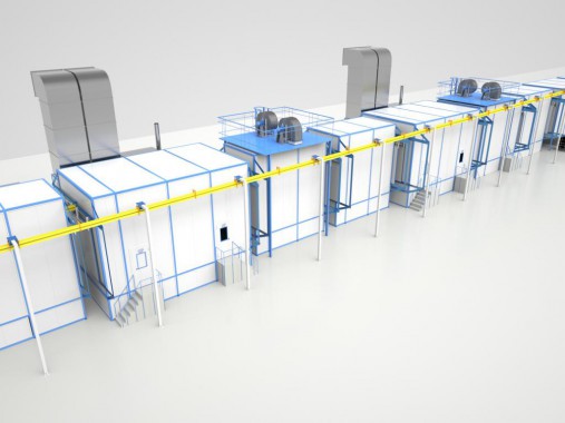 Линия окраски среднегабаритных узлов и деталей SPK Линия окраски среднегабаритных узлов и деталей SPK GROUP для сельхозтехники