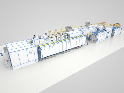 Линия окраски жидкими ЛКМ Линия окраски SPK GROUP для сельхозтехники