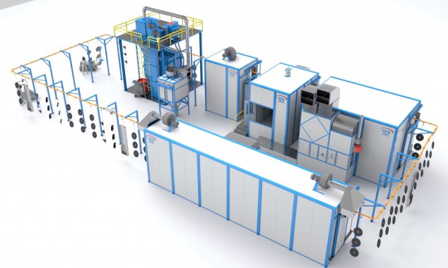 Автоматизированная линия подготовки и окраски SPK GROUP для деталей сельхозтехники