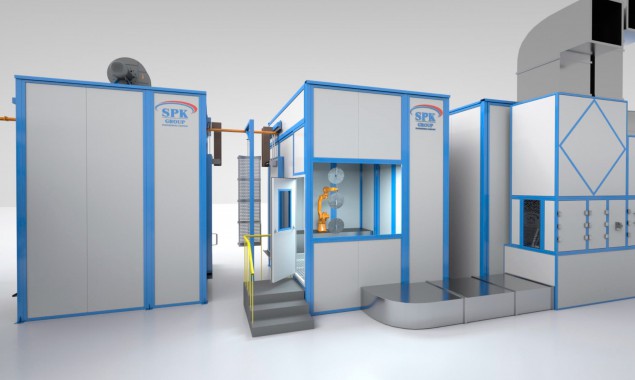 Автоматизированная линия подготовки и окраски SPK GROUP для деталей сельхозтехники