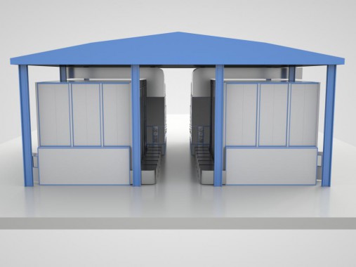 Две уличные окрасочно-сушильные камеры SPK для контейнеров Комплекс уличных окрасочно-сушильных камер SPK GROUP