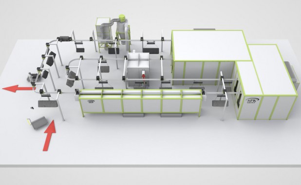 Линия порошковой окраски топливных баков SPK Линия порошковой окраски топливных баков SPK GROUP