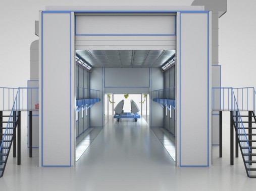 Камера окраски роботом компонентов сельхозтехники SPK Оборудование роботизированной окраски SPK GROUP для сельхозтехники