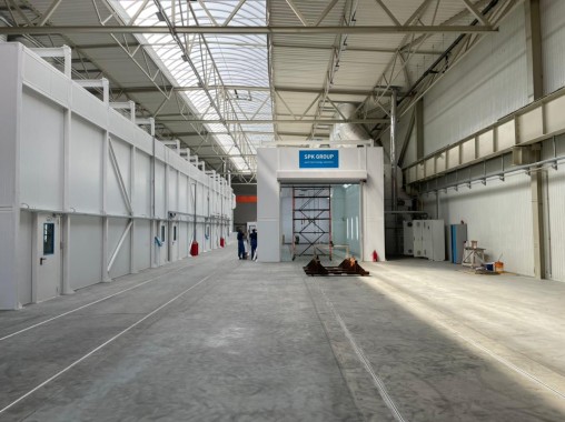 Линия подготовки и окраски кузовов и рам самосвалов, г. Калининград Линия подготовки и окраски кузовов и рам самосвалов SPK GROUP