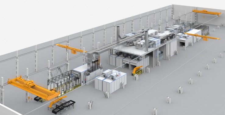 Линия роботизированной подготовки и окраски деталей самосвальной техники SPK GROUP