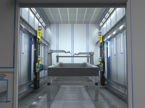 Линия роботизированной подготовки и окраски деталей самосвальной техники SPK GROUP