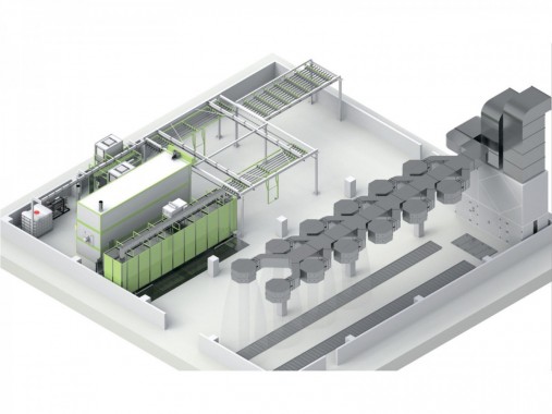 Зона открытой окраски и комплекс оборудования для порошковой окраски для строительных металлоконструкций SPK GROUP