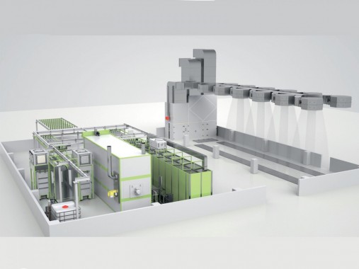 Зона открытой окраски и комплекс оборудования для порошковой окраски для строительных металлоконструкций SPK GROUP