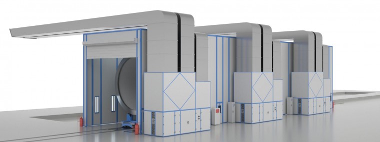 Комплекс оборудования SPK подготовки и покраски поверхности секций башен ВЭС Комплекс оборудования SPK подготовки и покраски поверхности секций башен ВЭС SPK GROUP