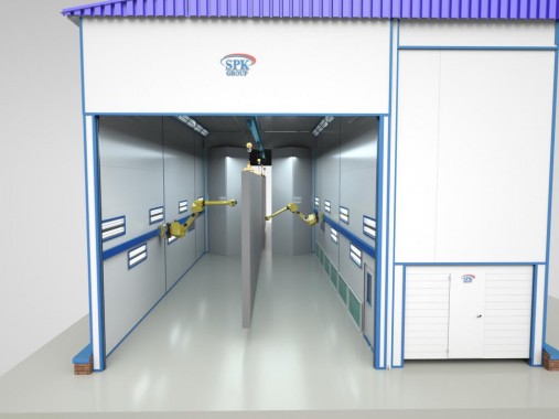 Уличная окрасочно-сушильная камера с роботами SPK 
