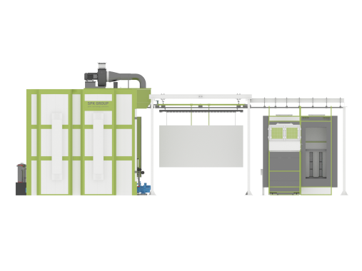 Линия порошковой окраски SPK GROUP с ручной конвейерной системой для изделий из металлопроката