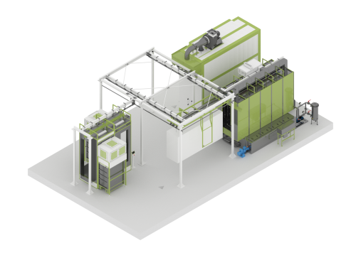 Линия порошковой окраски SPK GROUP с ручной конвейерной системой для изделий из металлопроката