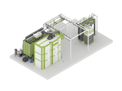 Линия порошковой окраски SPK GROUP с ручной конвейерной системой для изделий из металлопроката