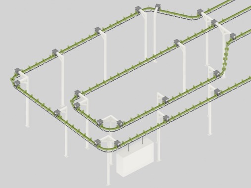 Линия порошковой окраски с монорельсовым конвейером для систем водоочистки Линия SPK GROUP порошковой окраски с монорельсовым конвейером для систем водоочистки