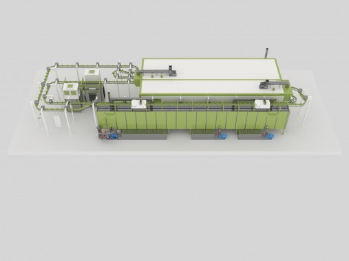 Линия порошковой окраски SPK GROUP с монорельсовым конвейером для светотехнического оборудования