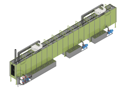 Линия порошковой окраски SPK GROUP с монорельсовым конвейером для светотехнического оборудования