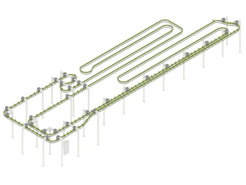 Линия порошковой окраски SPK GROUP с монорельсовым конвейером для светотехнического оборудования