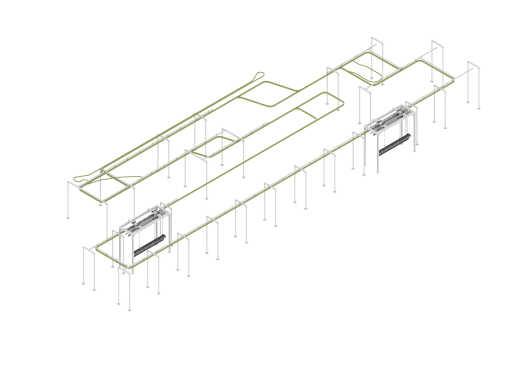 Линия порошковой окраски с конвейерной системой Power & Free для металлоконструкций Линия порошковой окраски SPK GROUP с конвейерной системой Power & Free для металлоконструкций
