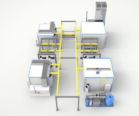 Комплекс подготовки к окраске, окраски и сушки изделий SPK GROUP с подвесным конвейером