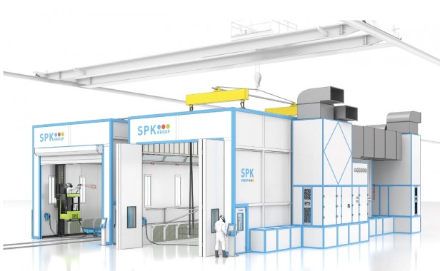 Двухсекционная окрасочно-сушильная камера тупикового типа SPK-SCB-15.12.6.