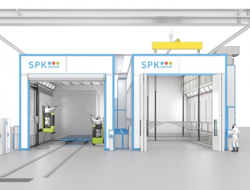 Двухсекционная окрасочно-сушильная камера тупикового типа SPK-SCB-15.12.6.
