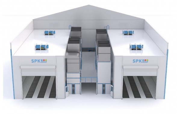 Двухсекционная окрасочно-сушильная камера SPK-SCB-26.24.10. уличного исполнения