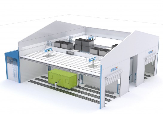 Двухсекционная окрасочно-сушильная камера SPK-SCB-26.24.10. уличного исполнения