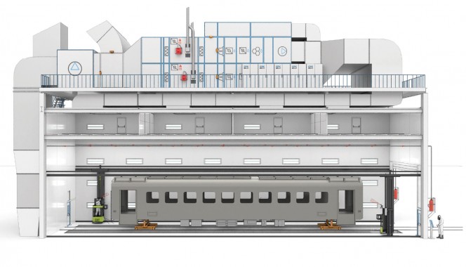 Окрасочно-сушильная камера SPK-SCB-31.8.8 для окраски вагонов высокоскоростных поездов