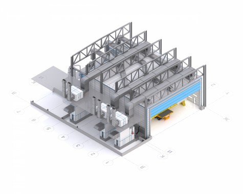 Дробеструйно-окрасочная камера для судовых блоков SPK