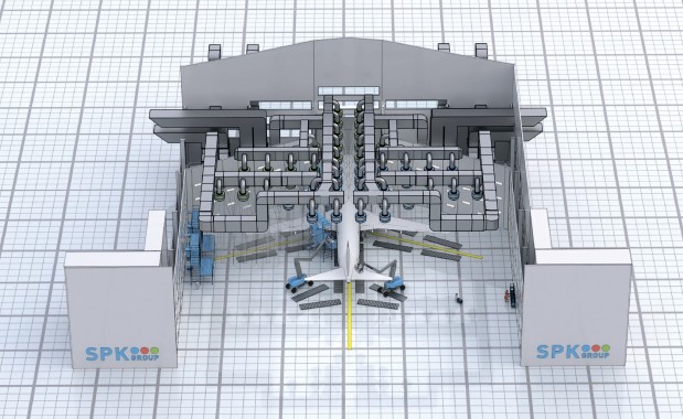 Комплекс SPK-SCB-65.60.28 подготовки и окраски самолетов спецназначения