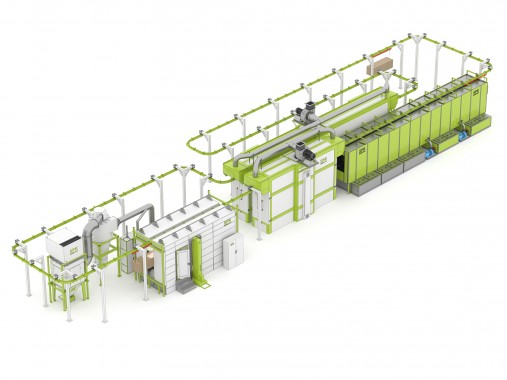 Комплекс оборудования для химической подготовки и порошковой окраски изделий с автоматическим конвейером SPK