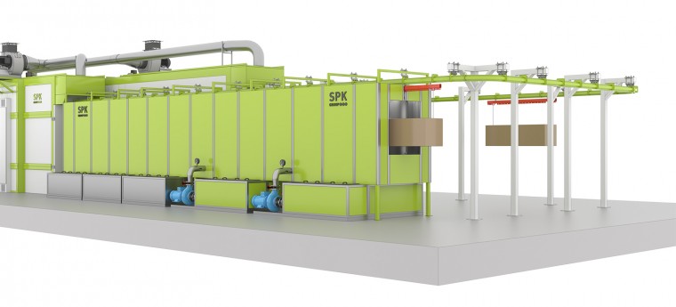 Комплекс оборудования для химической подготовки и порошковой окраски изделий с автоматическим конвейером SPK