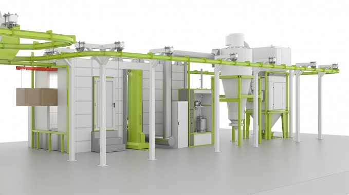 Комплекс оборудования для химической подготовки и порошковой окраски изделий с автоматическим конвейером SPK