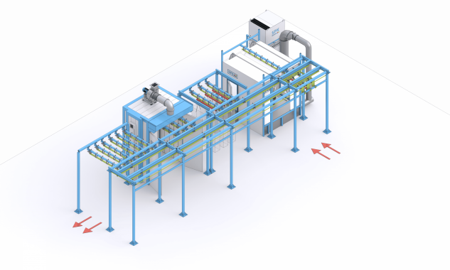 Комплекс оборудования для порошковой окраски с конвейерной системой