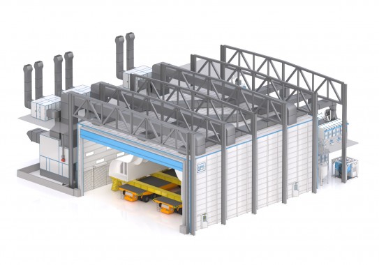 Дробеструйно-окрасочно-сушильная камера для судовых блоков SPK-25.22.11
