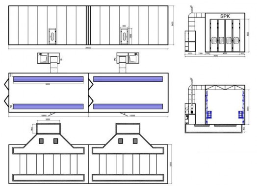 Окрасочно-сушильная камера тупикового типа SPK-22.5.5 Россия Проект тупиковой камеры окраски SPK GROUP для грузовиков
