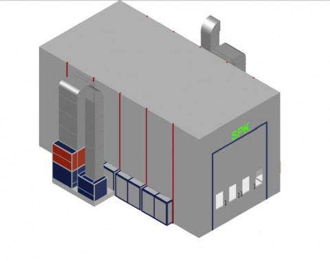 Покрасочно-сушильная камера для грузового транспорта SPK-12х5х5 Окрасочно-сушильная камера SPK GROUP для грузовиков