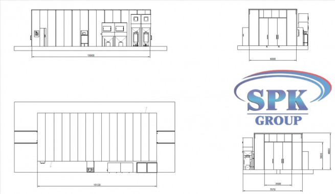 Окрасочно-сушильный комплекс для металлоконструкций проходного типа SPK-30.6.5 Окрасочно-сушильный комплекс для металлоконструкций проходного типа SPK GROUP