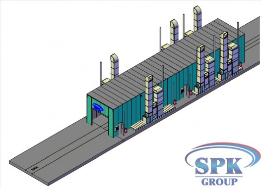 Окрасочно-сушильный комплекс для металлоконструкций проходного типа SPK-30.6.5 Окрасочно-сушильный комплекс для металлоконструкций проходного типа SPK GROUP