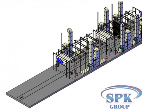 Окрасочно-сушильный комплекс для металлоконструкций проходного типа SPK-30.6.5 Окрасочно-сушильный комплекс для металлоконструкций проходного типа SPK GROUP
