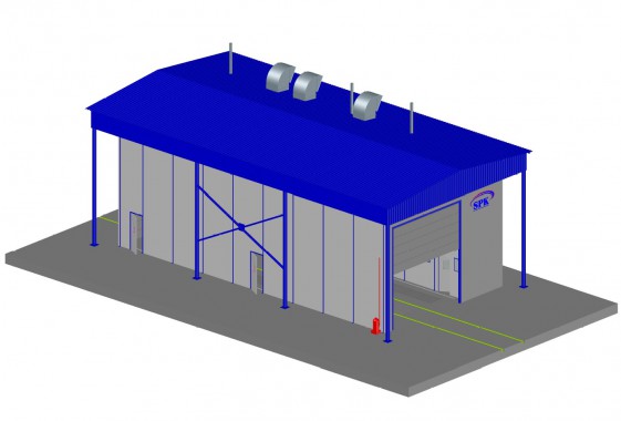 Проходная камера окраски для жд полувагонов уличного типа SPK-18.6.6 Проходная камера окраски для жд полувагонов уличного типа SPK GROUP