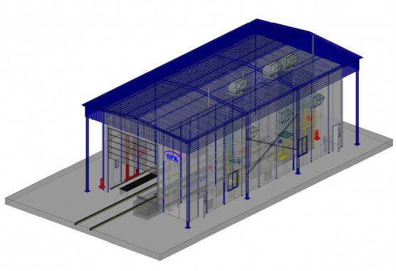 Проходная камера окраски для жд полувагонов уличного типа SPK-18.6.6 Проходная камера окраски для жд полувагонов уличного типа SPK GROUP
