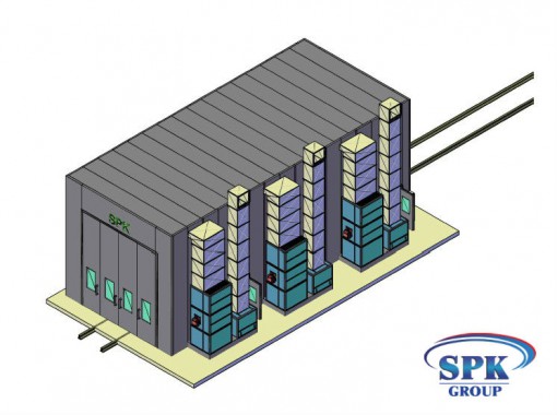 Окрасочно-сушильная камера для сварных металлоконструкций с тележкой SPK 16x7x6 Окрасочно-сушильная камера для сварных металлоконструкций с тележкой SPK GROUP