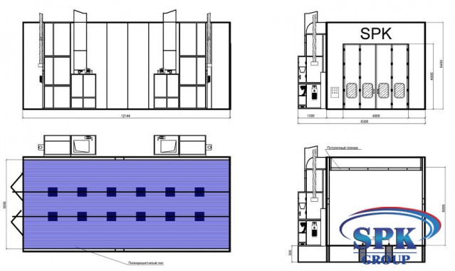 Окрасочно-сушильная камера для сварных металлоконструкций SPK 12x5x5 Окрасочно-сушильная камера для сварных металлоконструкций SPK GROUP