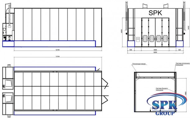 Окрасочно-сушильная камера для сварных металлоконструкций SPK 12x5x5 Окрасочно-сушильная камера для сварных металлоконструкций SPK GROUP