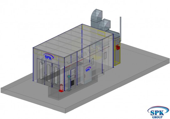 Покрасочно-сушильная камера для легковых автомобилей и деталей кузова SPK-8.4.4 Покрасочно-сушильная камера для легковых автомобилей и деталей кузова SPK GROUP