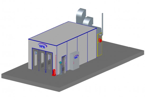 Покрасочно-сушильная камера для легковых автомобилей и деталей кузова SPK-8.4.4 Покрасочно-сушильная камера для легковых автомобилей и деталей кузова SPK GROUP